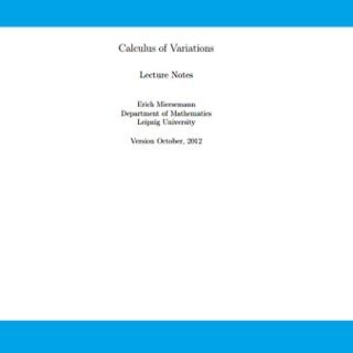 Calculus of Variations by Erich Miersemann
