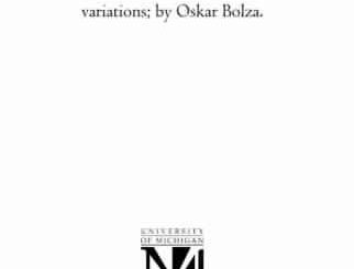 Lectures on the Calculus of Variations by Oskar Bolza